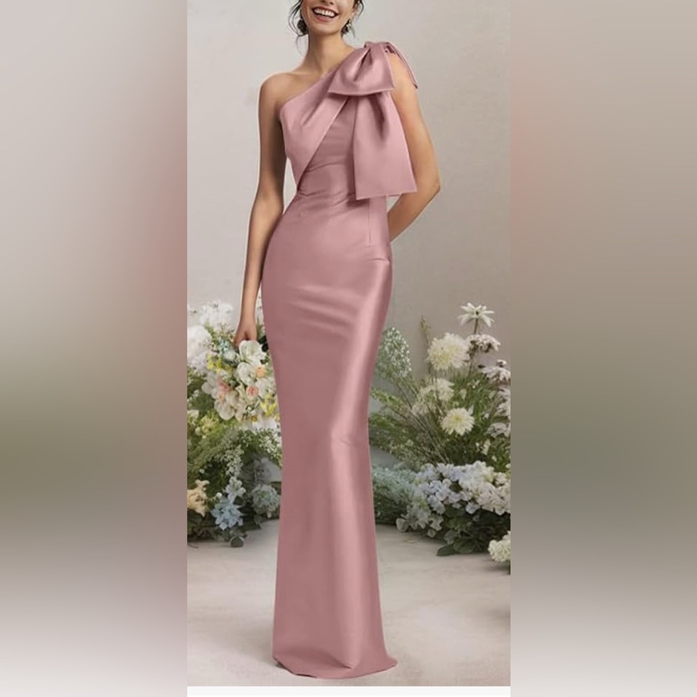 One Shoulder Bow MermaidFormal Dresses Long Bodycon Evening Cocktail Sz 12